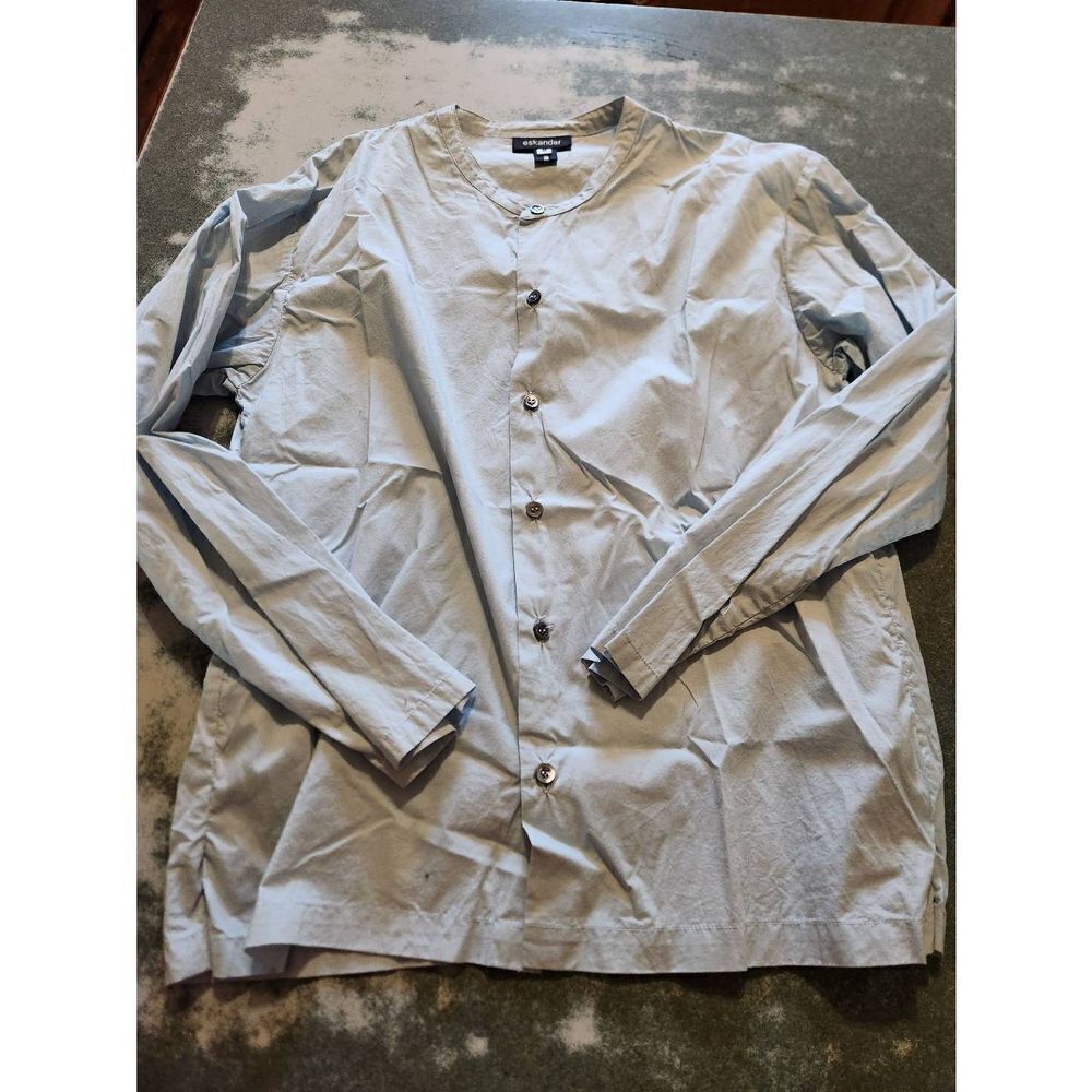 Eskander light  blue mandarin collar button down shirt sz 0 (6-8)